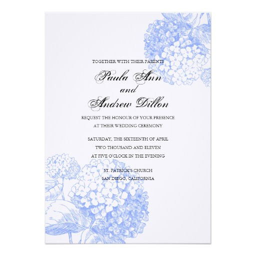 Hydrangea Wedding Invitation
 Blue Hydrangea Wedding Invitation