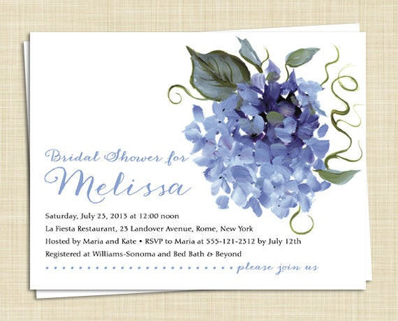 Hydrangea Wedding Invitation
 Hydrangea Bridal Shower Invitations set of 20 5 colors