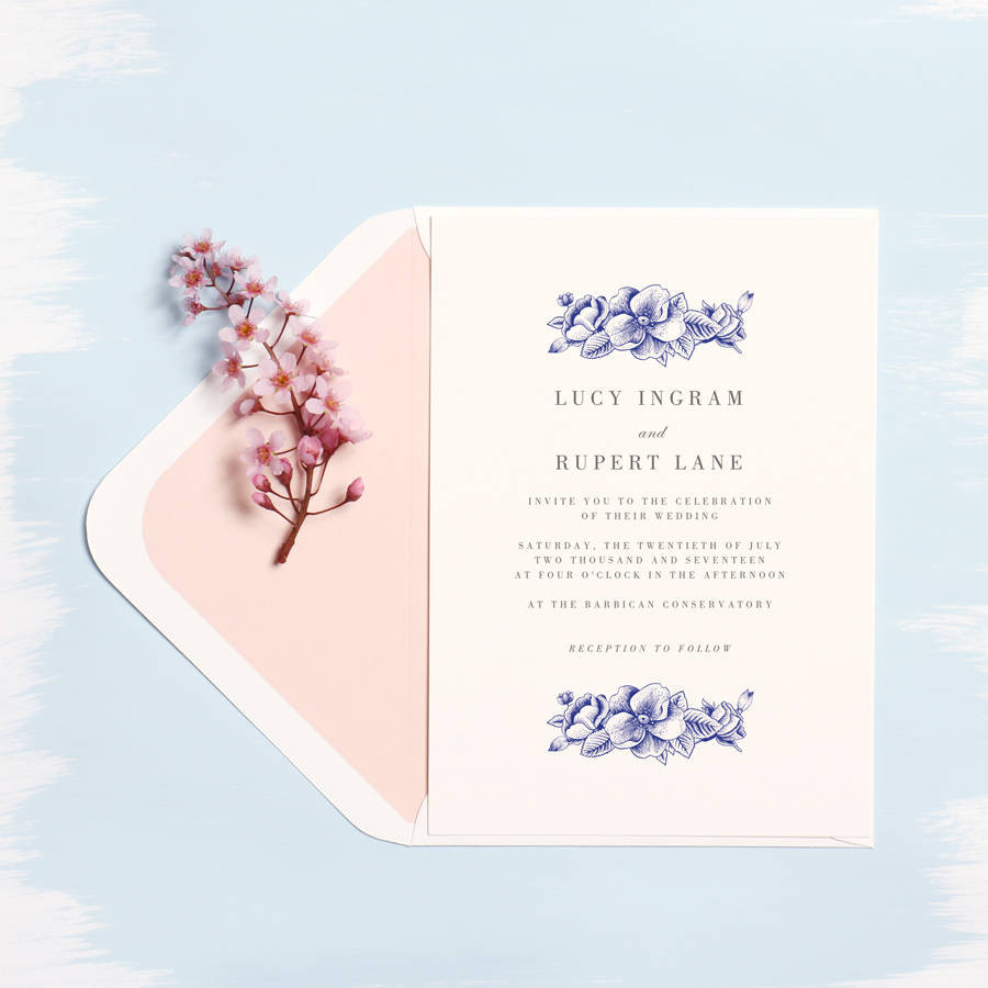 Hydrangea Wedding Invitation
 set of 20 blue hydrangea wedding invitation by papier