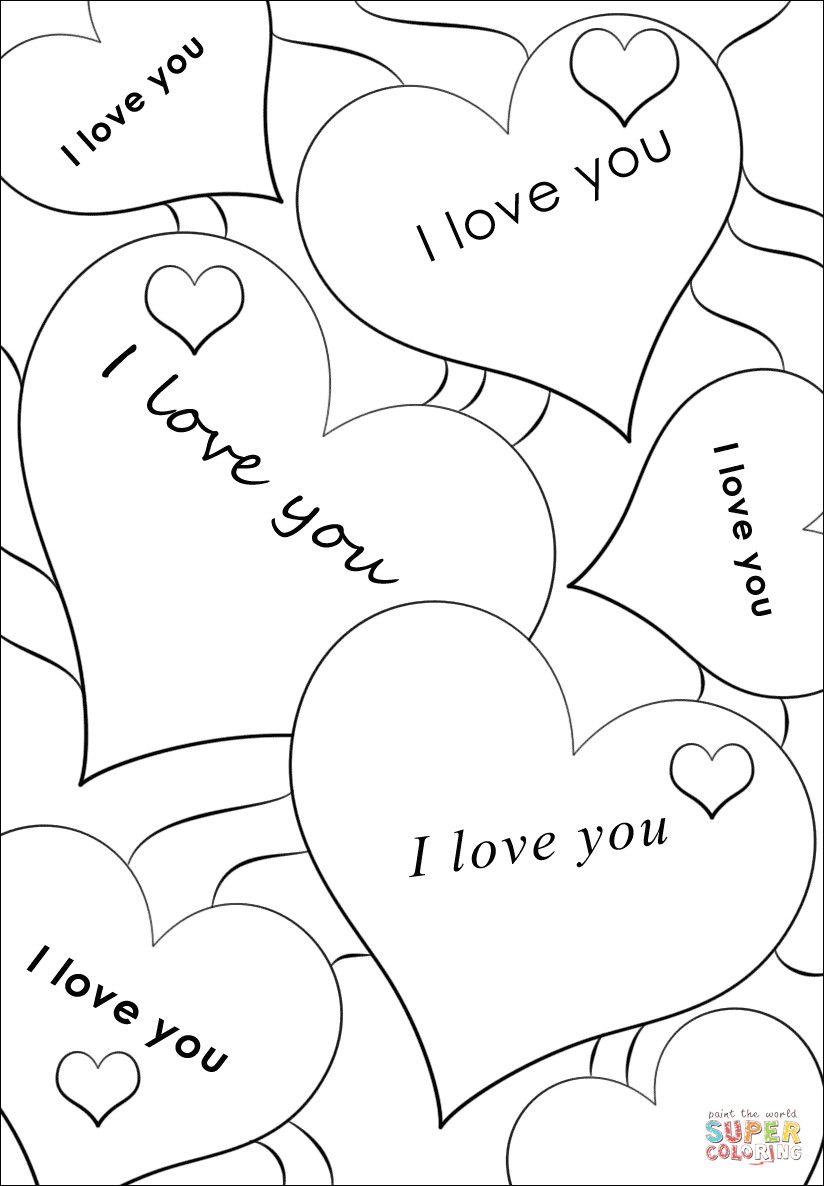 I Love You Coloring Pages Printable
 I Love You Hearts coloring page