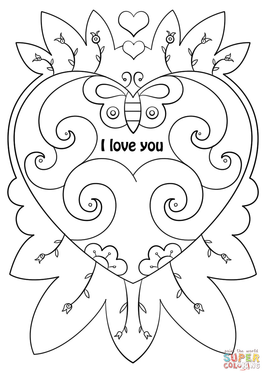 I Love You Coloring Pages Printable
 Valentine s Day Card "I Love You" coloring page