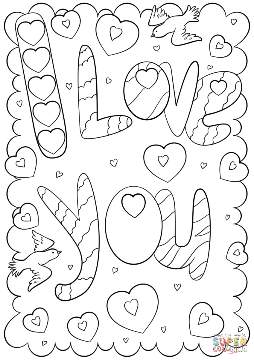 I Love You Coloring Pages Printable
 I Love You Doodle Card coloring page