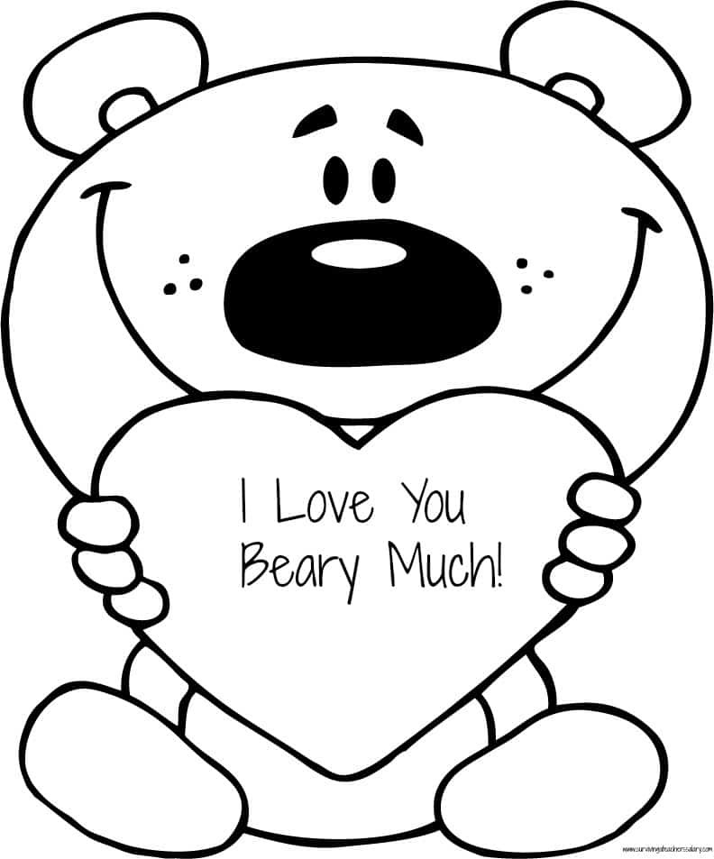I Love You Coloring Pages Printable
 FREE Valentine s "I Love You Beary Much" Coloring Page