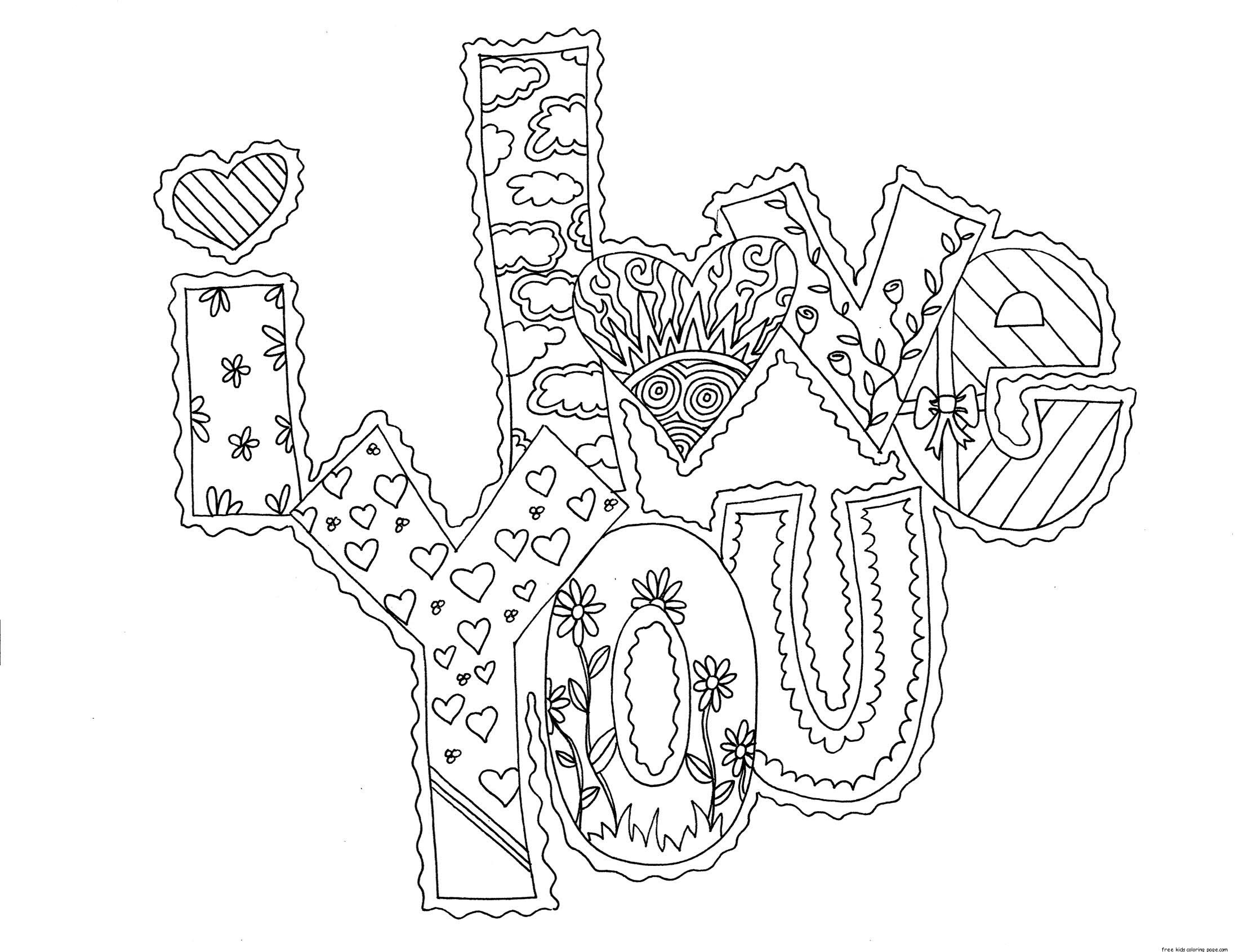 I Love You Coloring Pages Printable
 Printable i love you my valentine cards coloring pagesFree
