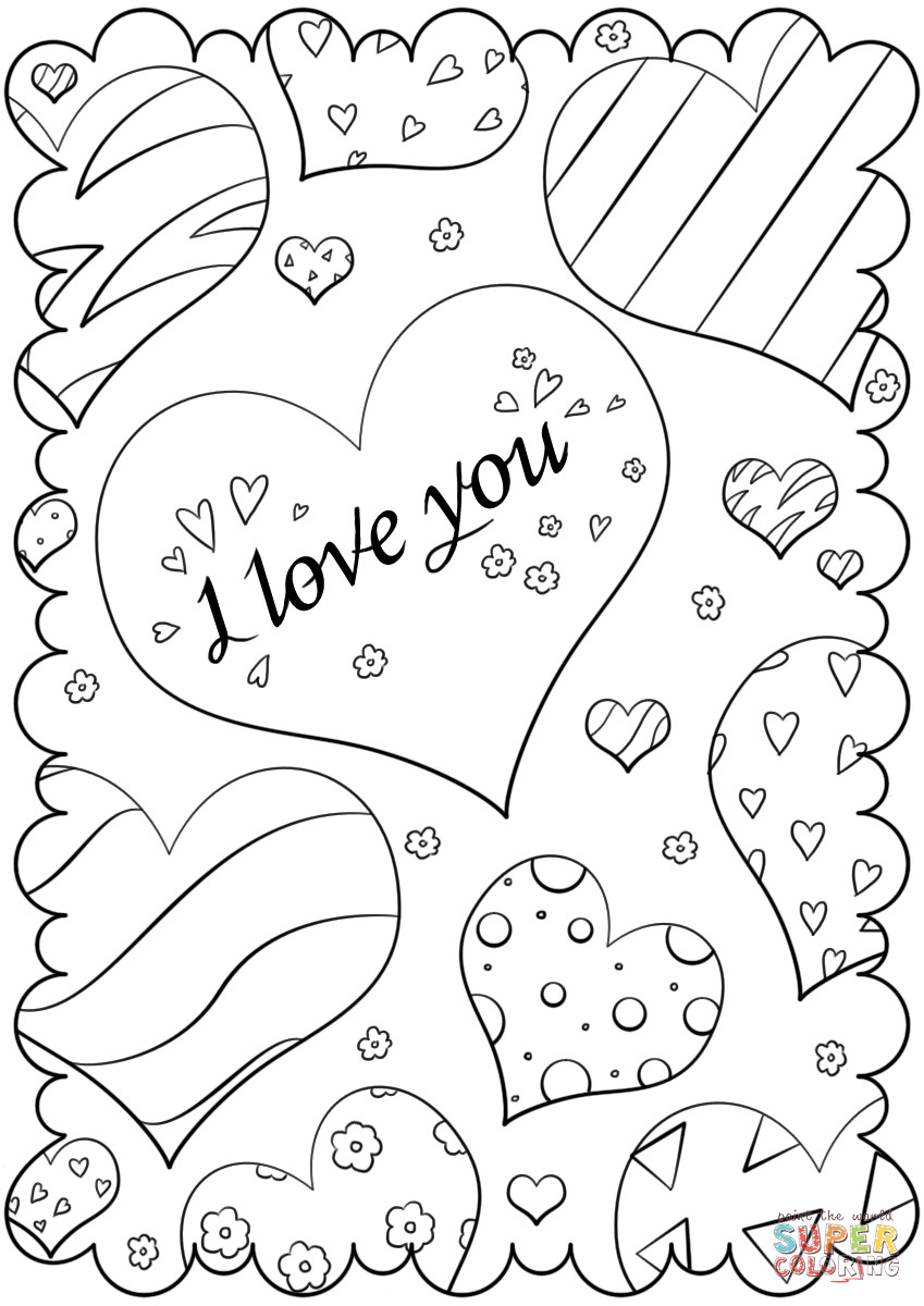 I Love You Coloring Pages Printable
 Valentine s Day Card "I Love You" coloring page