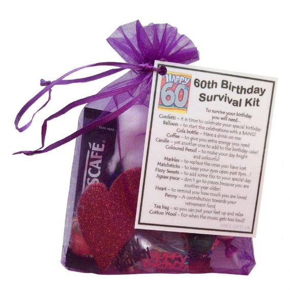 Ideas For 60Th Birthday Gift
 60th Birthday Survival Kit 60th Gift Gift for by SmileGiftsUK
