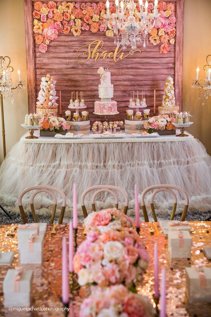 Ideas For A First Birthday Party
 Kara s Party Ideas Party Setup Dessert Table from a Pink