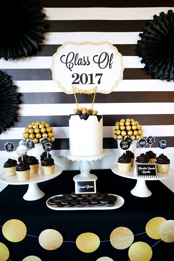 Ideas For Decorating For A Graduation Party
 Bold Black and Gold Graduation Party