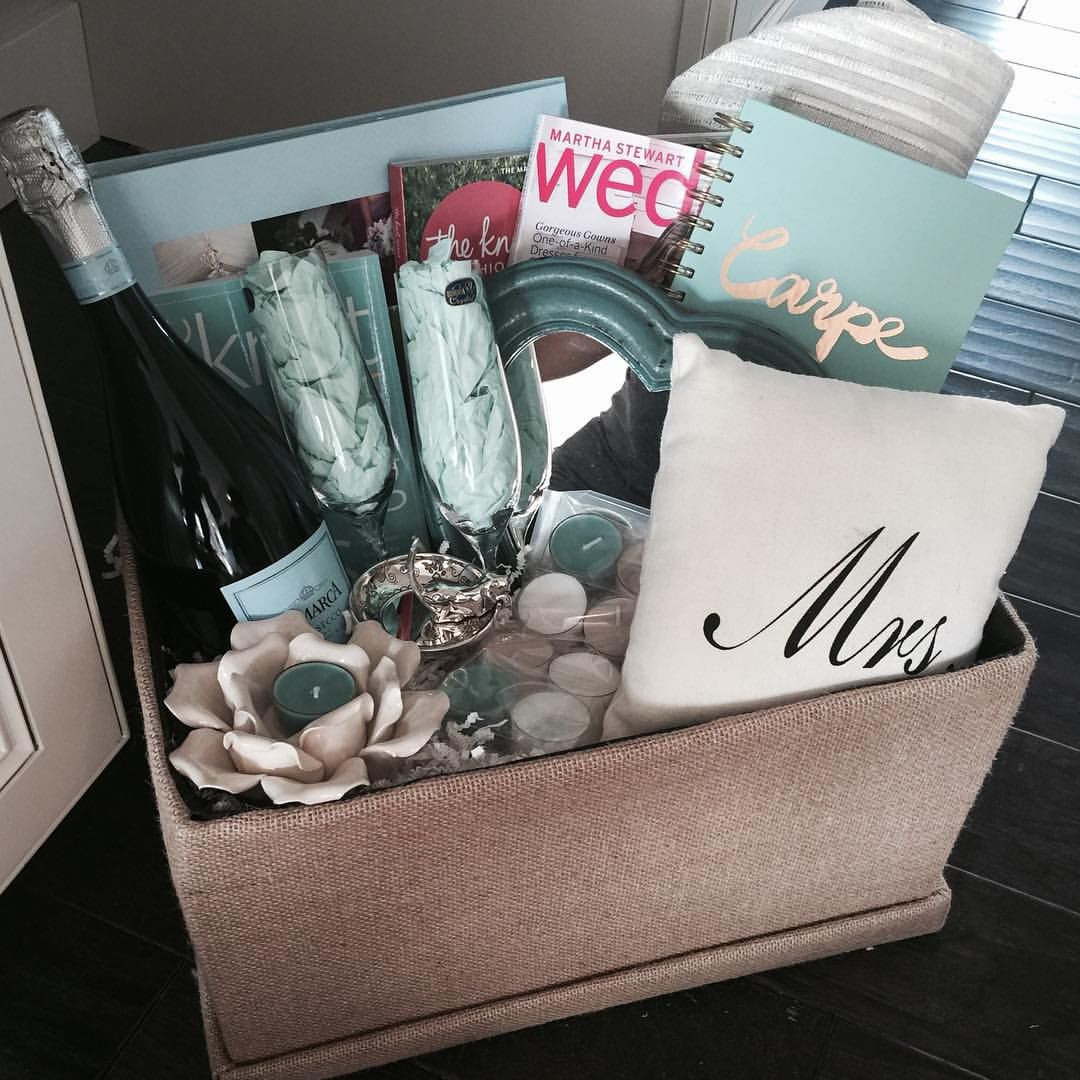 Ideas For Engagement Party Gifts
 Engagement t basket for my brothers new fiancé The knot