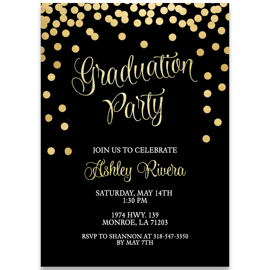 Ideas For Graduation Party Invitations
 Glitter and Gold Graduation Party Invitation