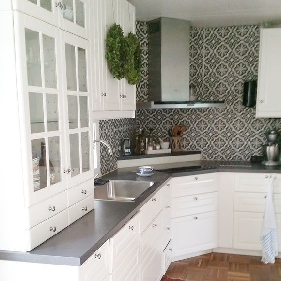 Ikea Kitchen Tiles
 ikea bodbyn Google Search love the white cabinets with