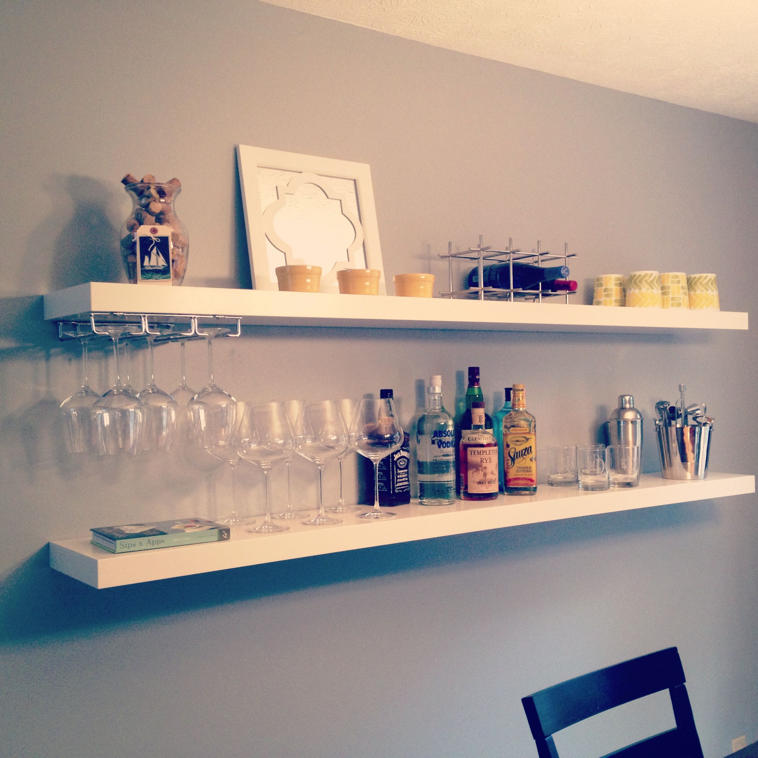 Ikea Kitchen Wall Shelves
 Easy DIY bar using $20 Ikea shelves via