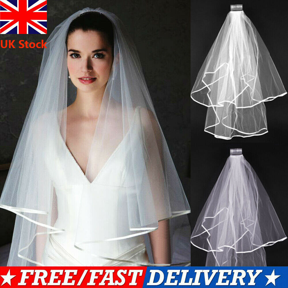 Images Of Wedding Veils
 2T White Ivory Wedding Bridal Veil Satin Edge b Elbow