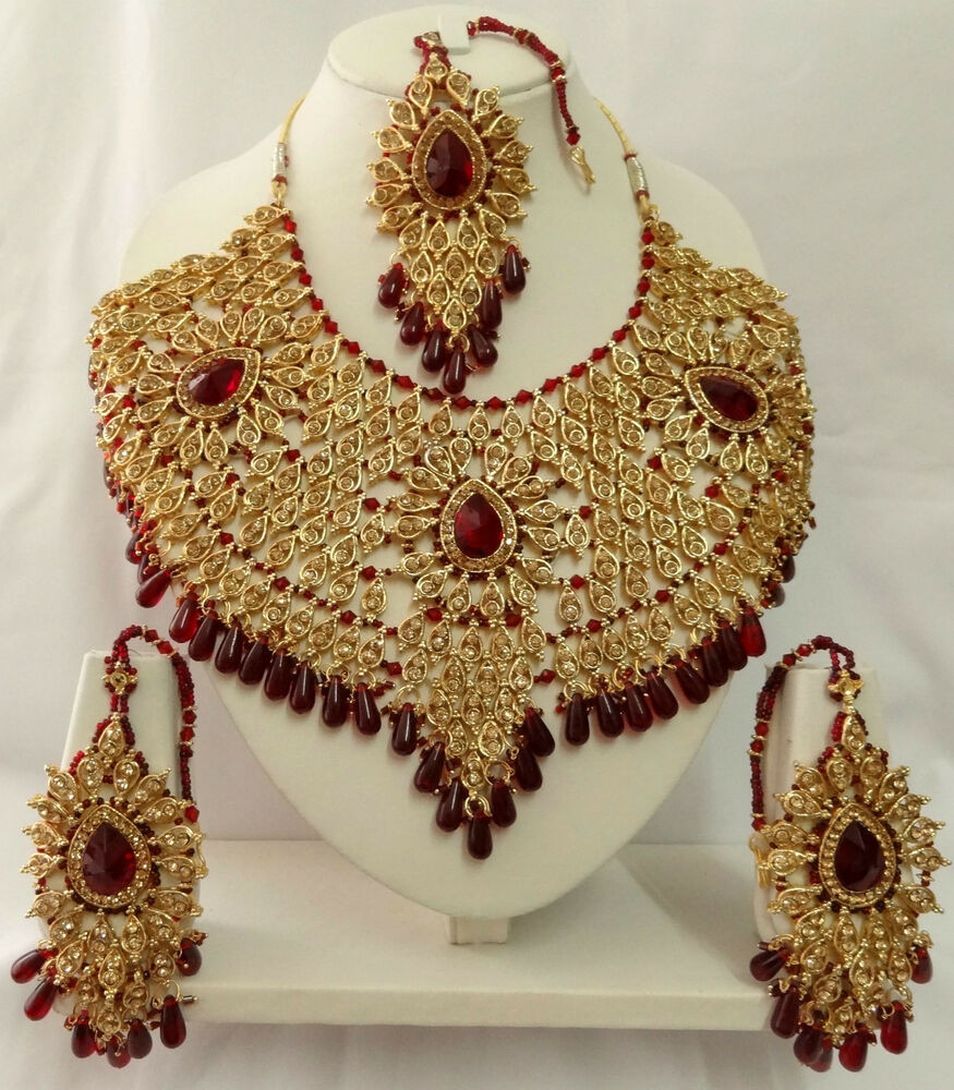 Indian Bridal Jewelry Sets
 Indian Bollywood Bridal Kundan Diamante Necklace Set
