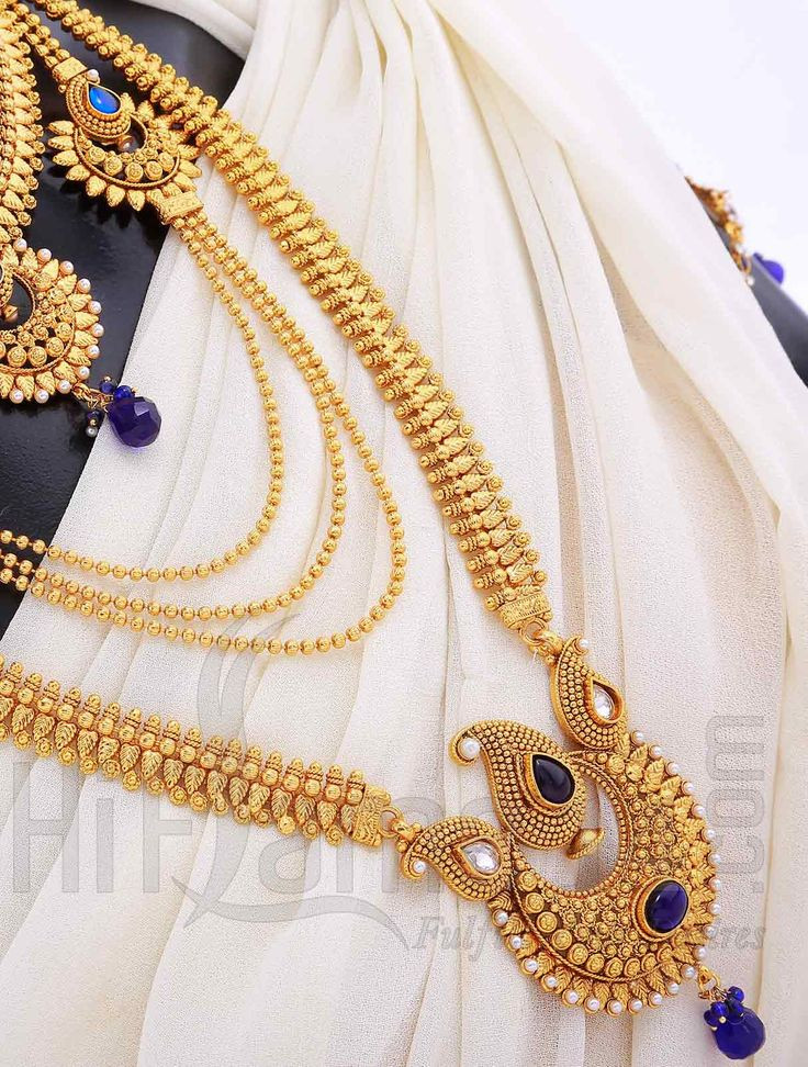 Indian Bridal Jewelry Sets Online
 Bridal Jewelry Set with Antique Blue Stones