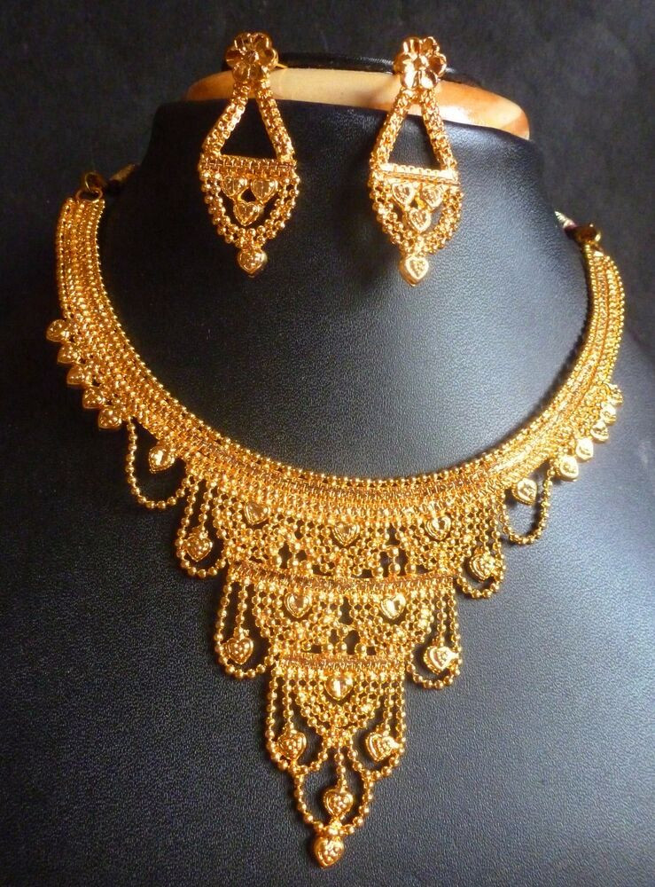 Indian Gold Earrings
 22K Gold Plated Indian Wedding 8 Long Pakistani Bridal