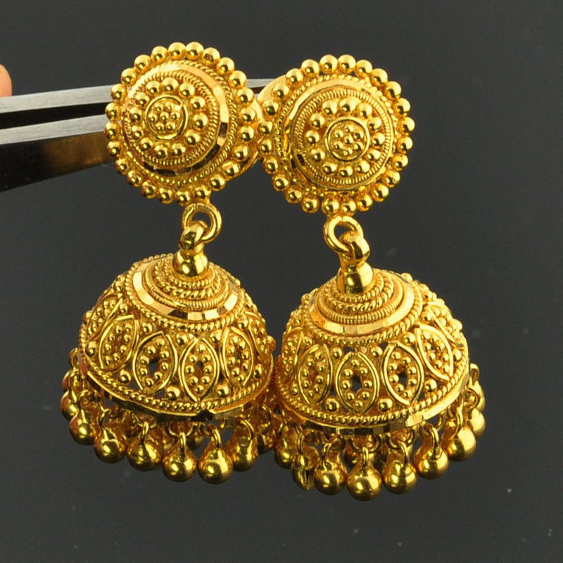 Indian Gold Earrings
 22k Solid Yellow Gold Post Earrings With Backs PAIR