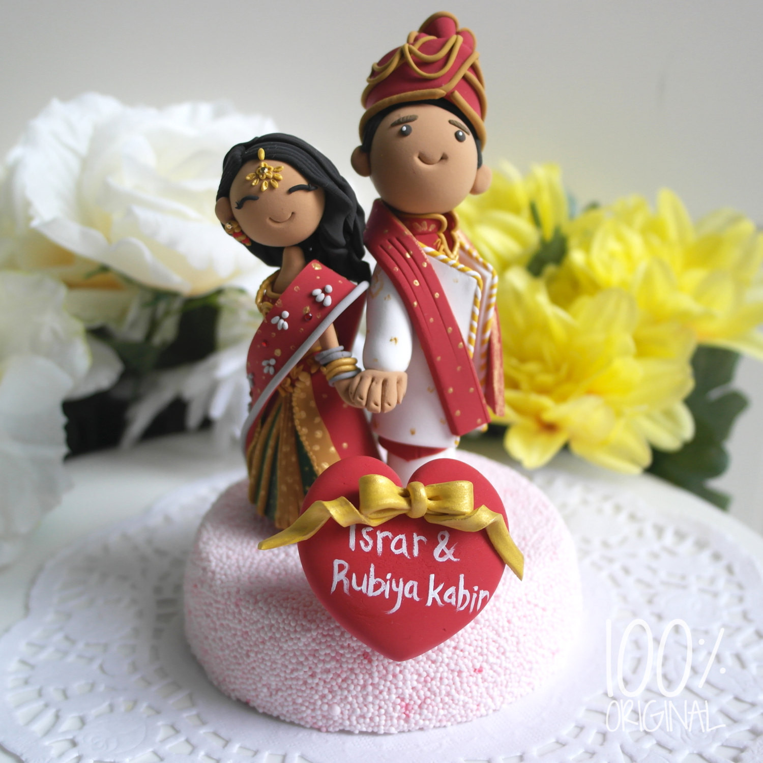 Indian Wedding Cake Toppers
 Custom Cake Topper Indian traditional Wedding Theme