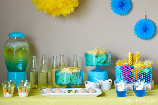 Indoor Summer Theme Party Ideas
 Blue & Yellow Indoor Summer Party Ideas
