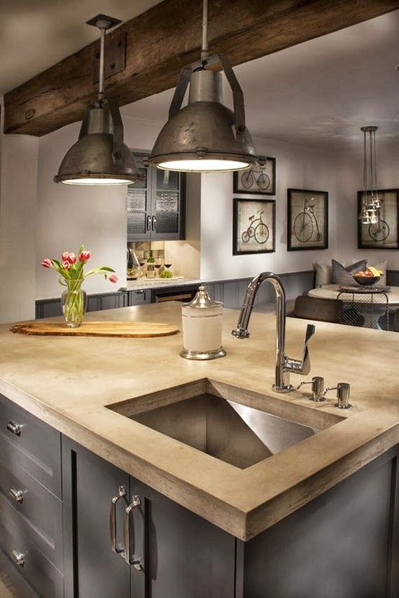 Industrial Kitchen Lighting
 Industrial farmhouse kitchen Here I like the modern