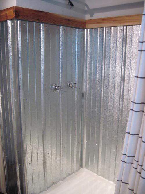 Inexpensive Bathroom Shower Wall Ideas
 Before & After Bud Galvanized Shower Surround