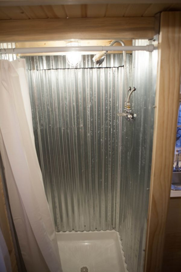 Inexpensive Bathroom Shower Wall Ideas
 corrugated metal shower stall cheap easy option for