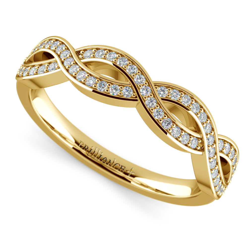 Infinity Wedding Ring
 Infinity Twist Diamond Wedding Ring in Yellow Gold
