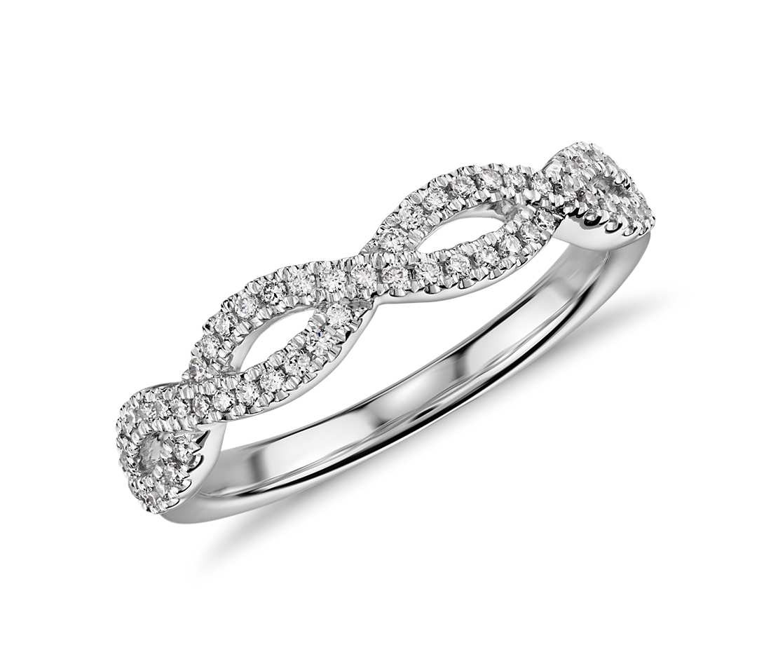 Infinity Wedding Ring
 Infinity Twist Micropavé Diamond Wedding Ring in 14k White