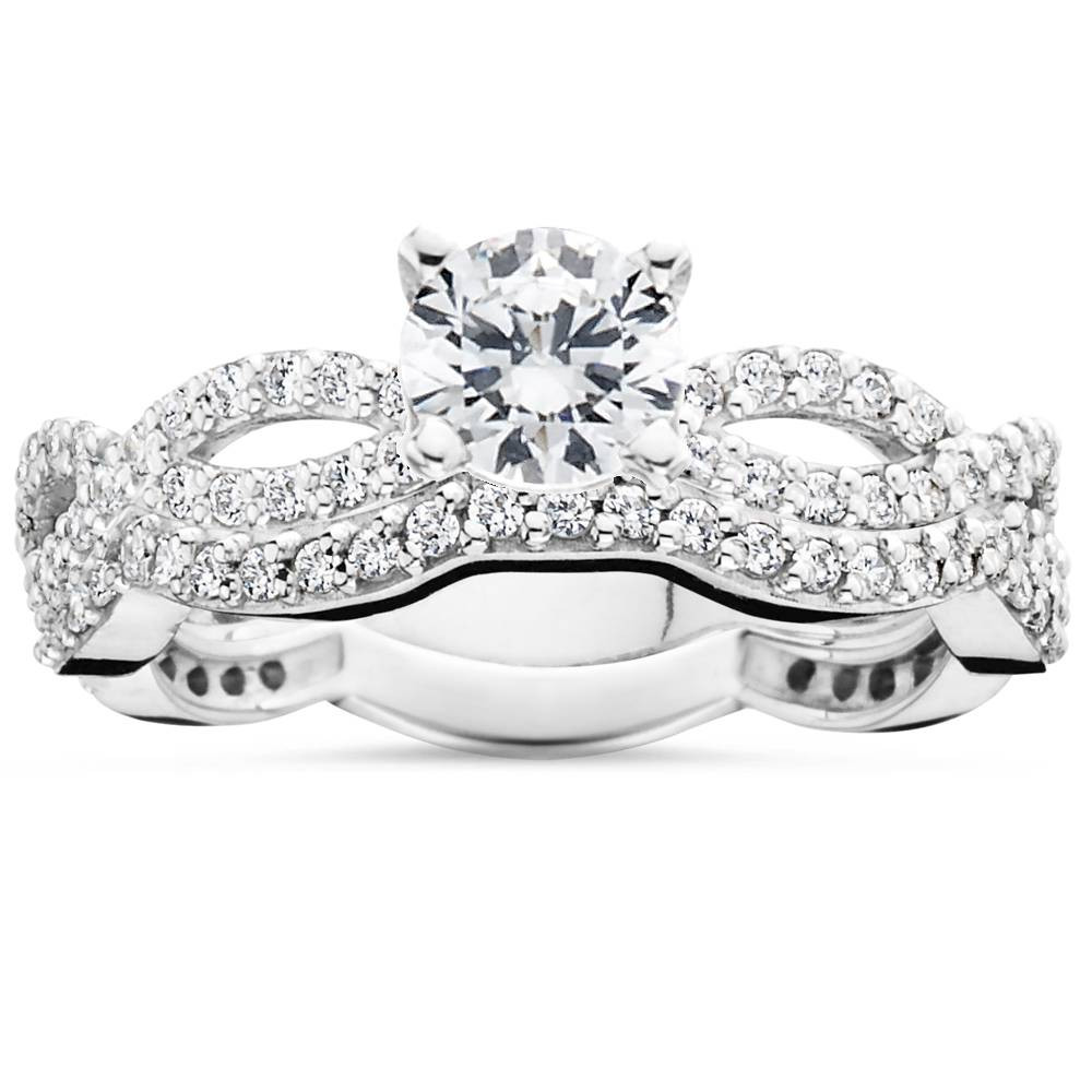 Infinity Wedding Ring
 1ct Pave Natural Diamond Engagement Infinity Wedding Ring