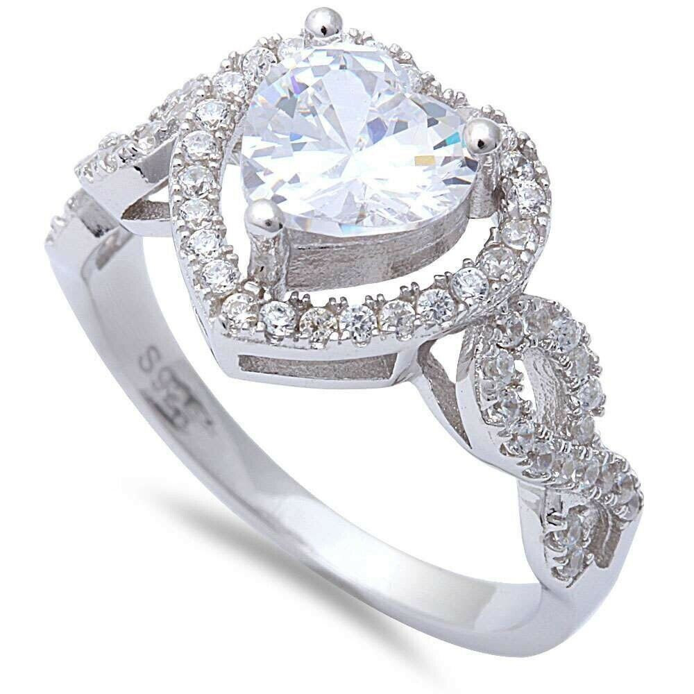 Infinity Wedding Ring
 Halo Infinity Shank Wedding Engagement Ring Sterling