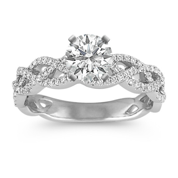 Infinity Wedding Ring
 Infinity Twist Diamond Engagement Ring with Pavé Setting
