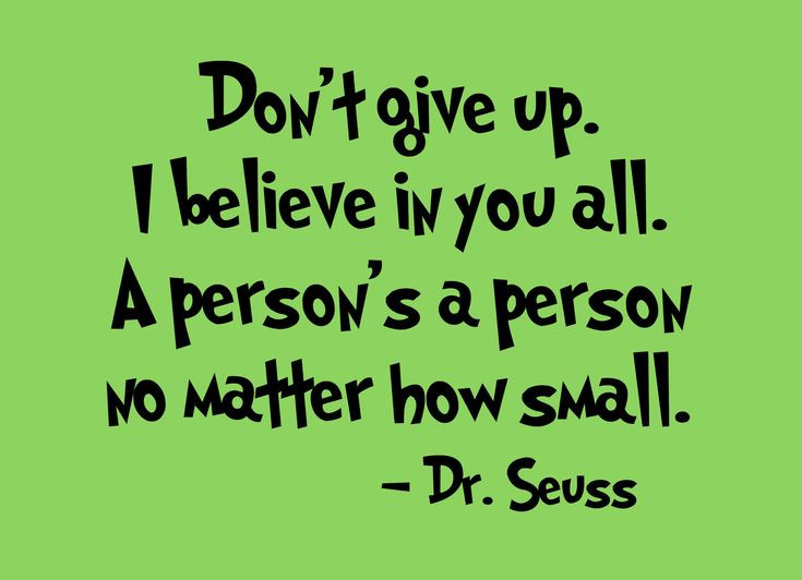 Inspirational Quote Dr Seuss
 Dr Seuss Quote Vinyl Wall Decal Don t give up I believe