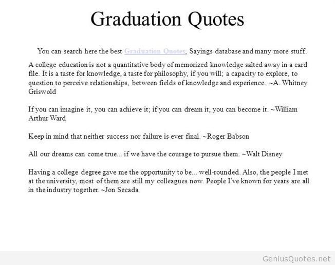 Inspirational Quotes For Graduates
 College Graduation Quotes Inspirational QuotesGram