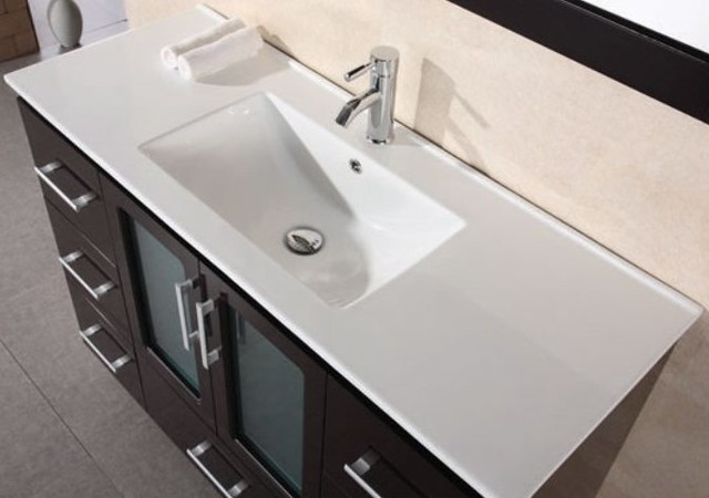 Integrated Bathroom Sink
 Design Element 48 in Porcelain Countertop with Integrated