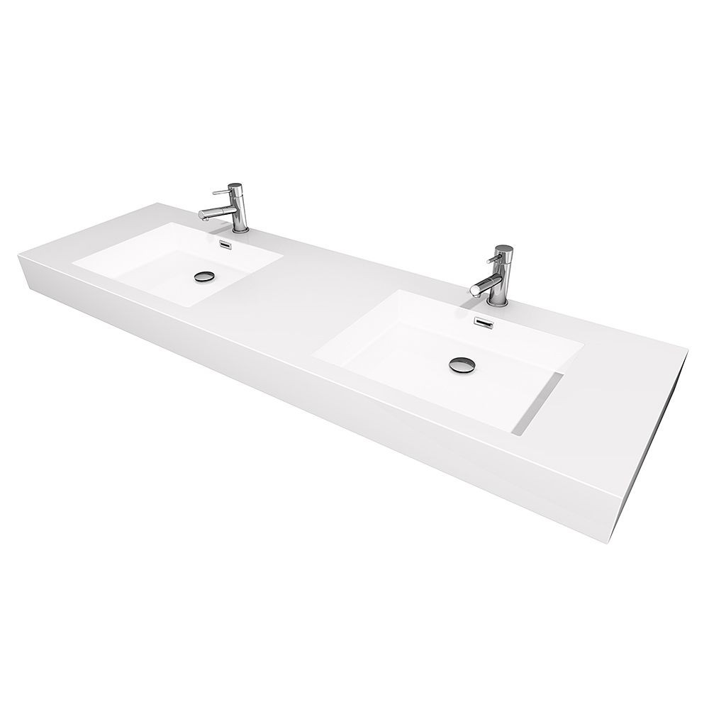 Integrated Bathroom Sink
 72" Axa Double Bathroom Vanity in Glossy White