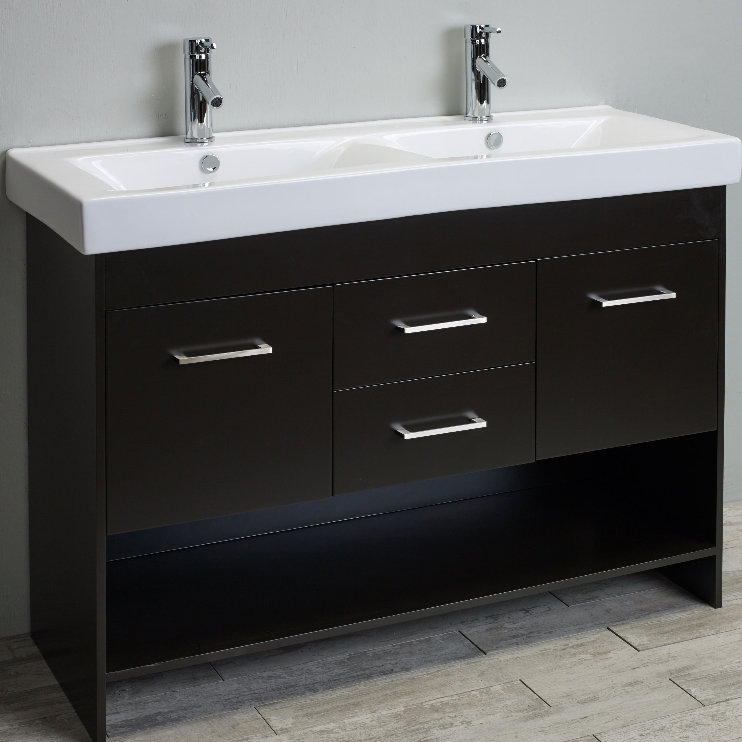 Integrated Bathroom Sink
 Eviva Gloria 48" Espresso Double Bathroom Vanity Set with