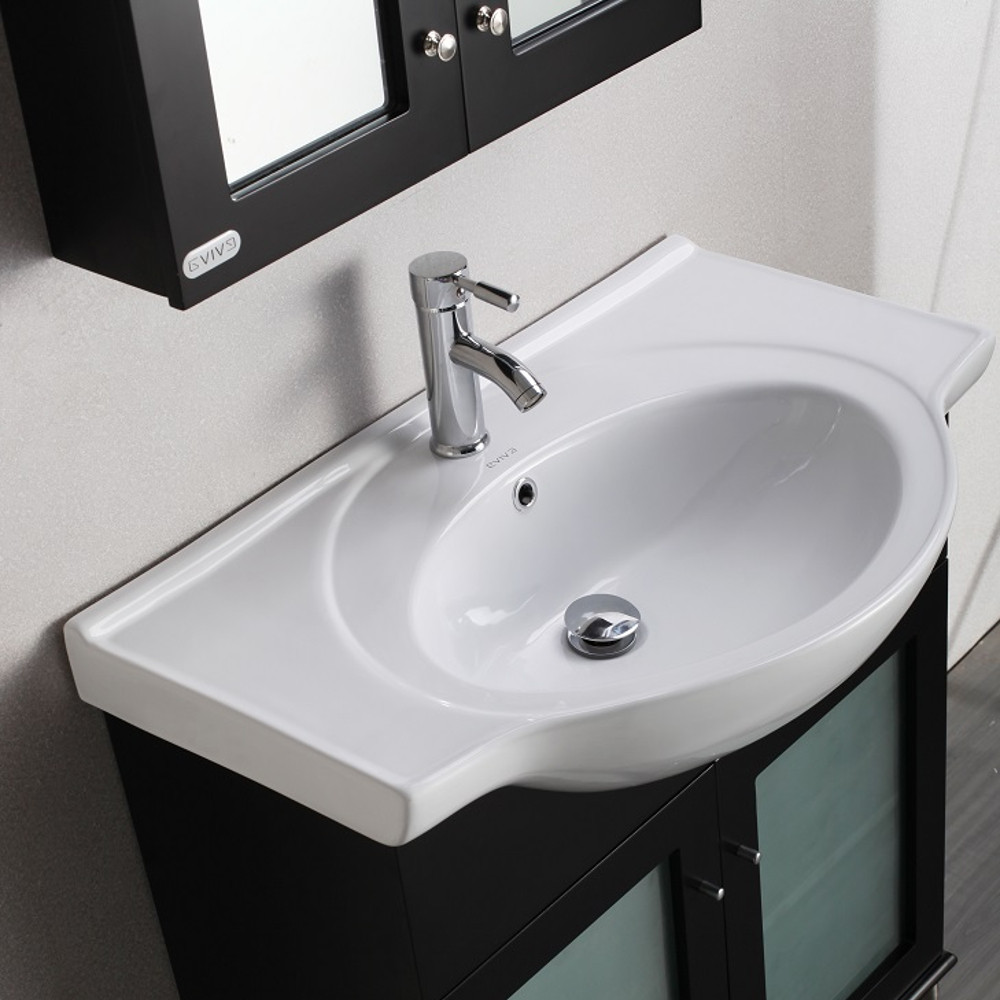 Integrated Bathroom Sink
 Eviva Tux 36" Espresso Transitional Bathroom Vanity with