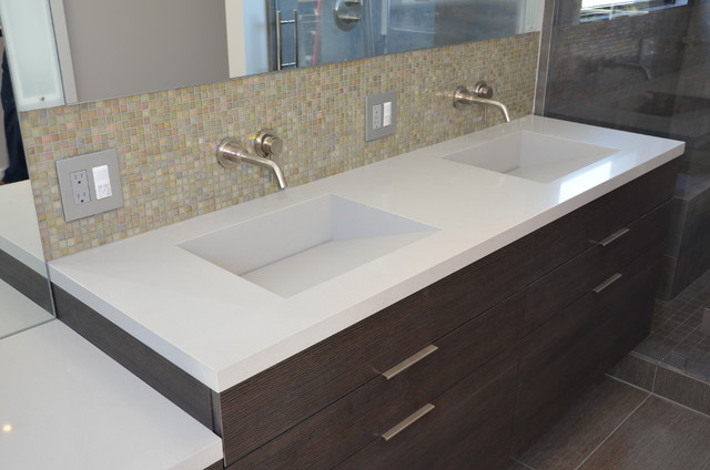 Integrated Bathroom Sink
 Quartz Integrated Sinks Modern Vanity Tops And Side