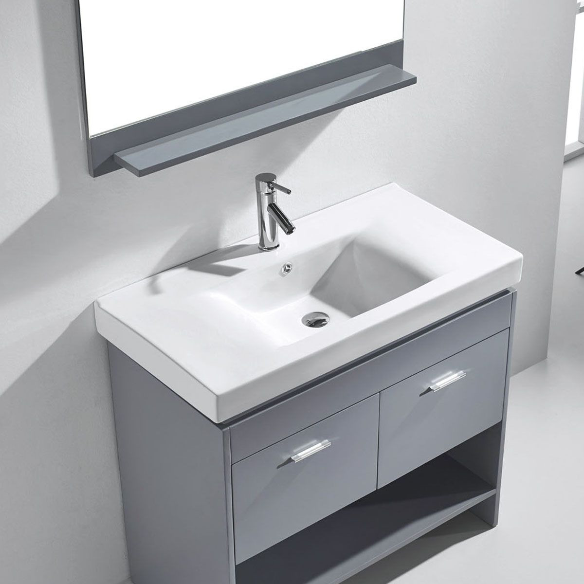 Integrated Bathroom Sink
 36" Gloria Single Bathroom Vanity in Grey with Integrated
