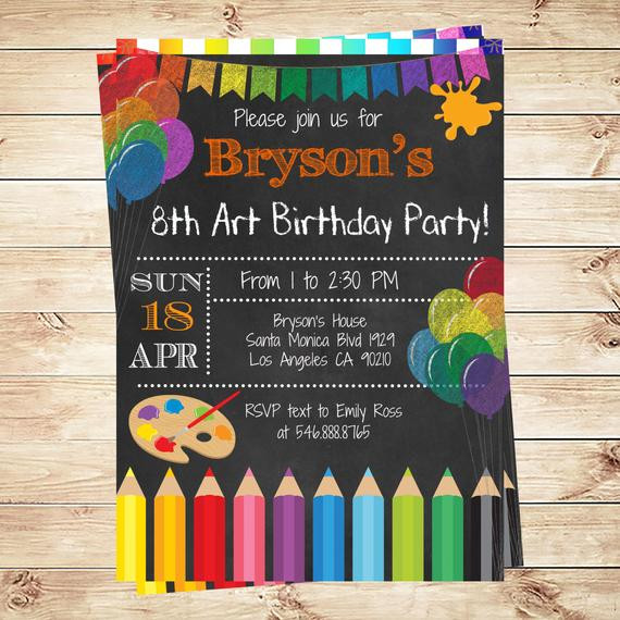 Invitation Birthday
 Art Party Invitations Printables Birthday Party invitations