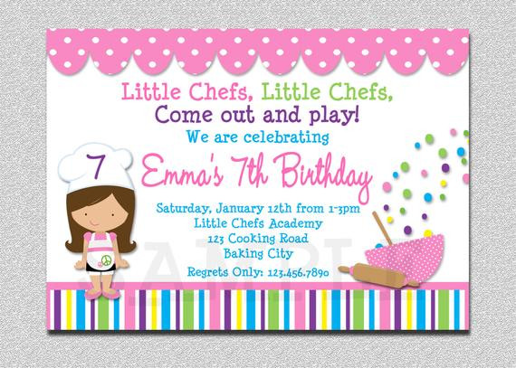 Invitation To Birthday Party
 Cooking Birthday Party Invitation Cooking Baking Birthday