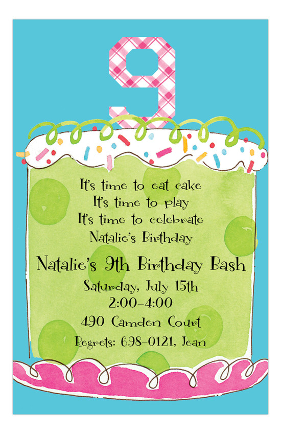 Invitation To Birthday Party
 Girl Ninth Birthday Invitation
