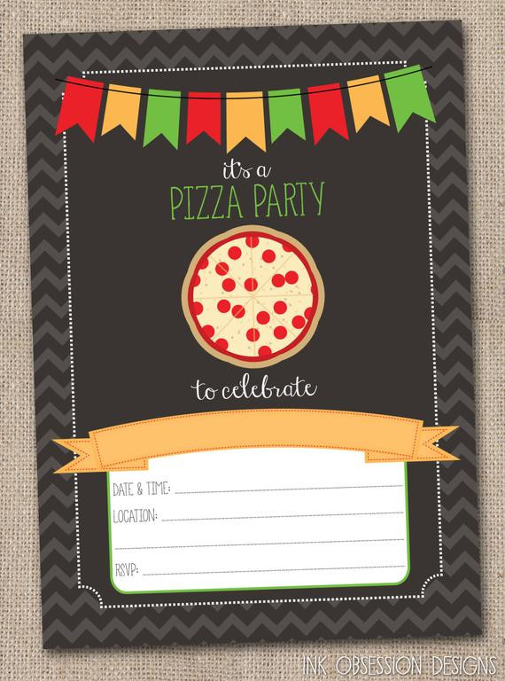 Invitation To Birthday Party
 Instant Download Pizza Party Invitation by InkObsessionDesigns