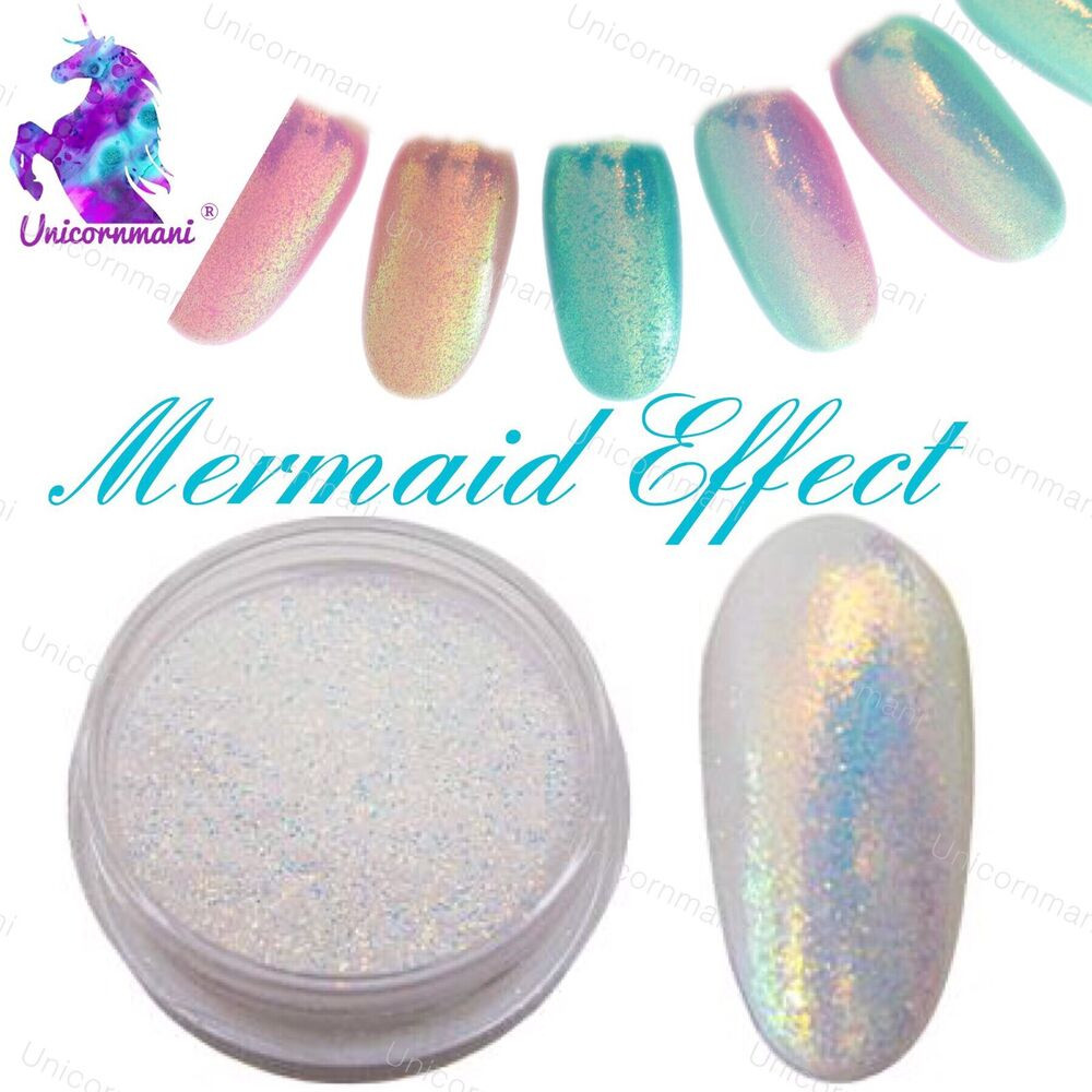 Iridescent Glitter Nails
 MERMAID EFFECT Pigment NAILS ART POWDER DUST IRIDESCENT