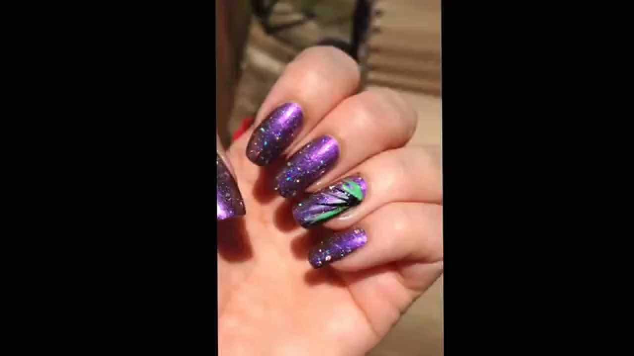 Iridescent Glitter Nails
 Purple iridescent sparkle glitter Nail design with china
