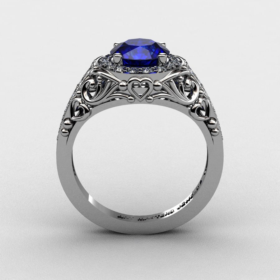 Italian Wedding Rings
 Italian 950 Platinum 1 0 Ct Blue Sapphire Diamond