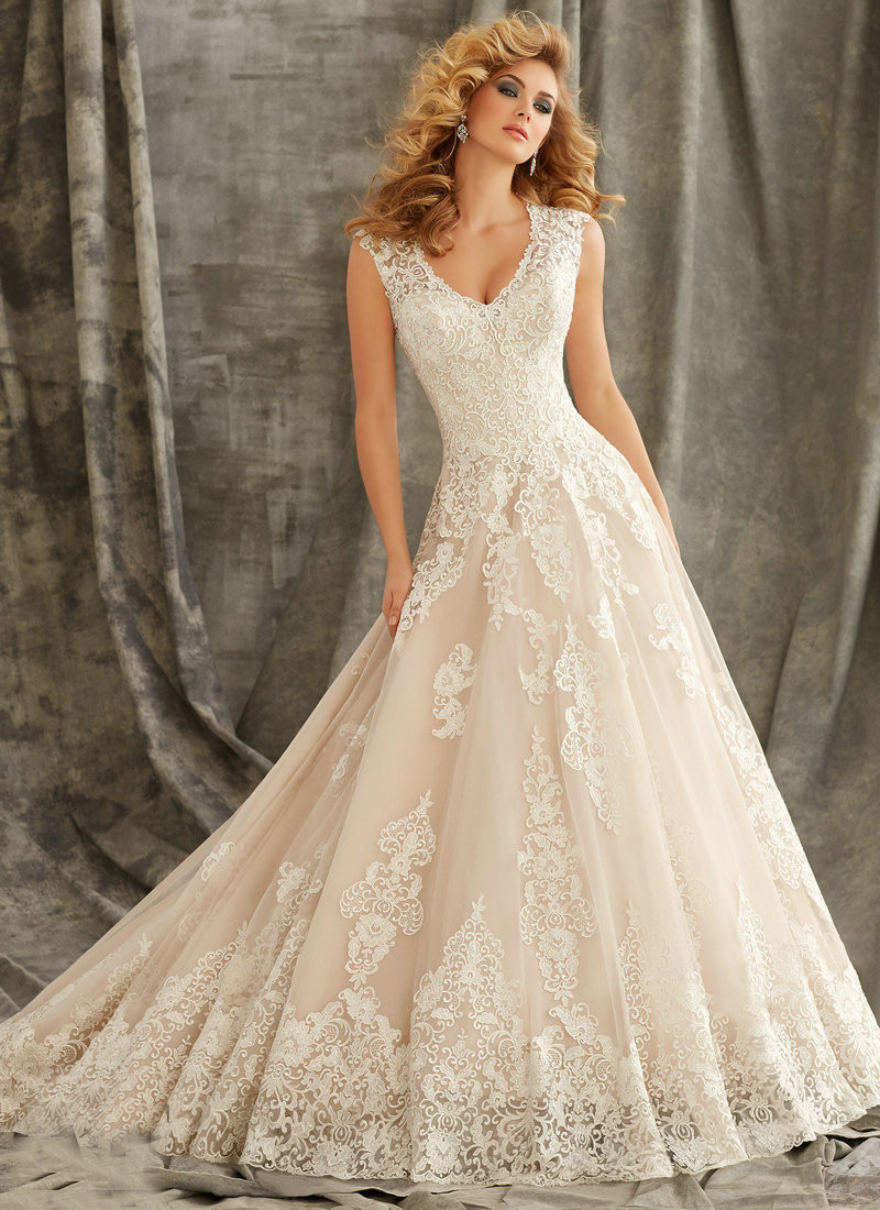 Ivory Colored Wedding Dresses
 1344 Cap Sleeve Wedding Gowns 2015 Ivory Lace Dress