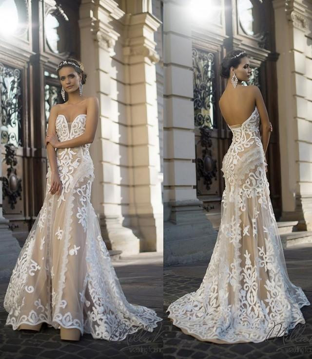 Ivory Colored Wedding Dresses
 2016 Lace Mermaid Applique Ivory Wedding Dresses