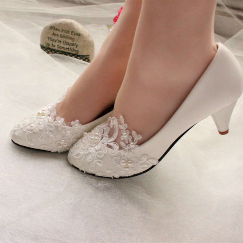 Ivory Wedding Shoes For Bride
 Lace white ivory crystal Wedding shoes Bridal flats low