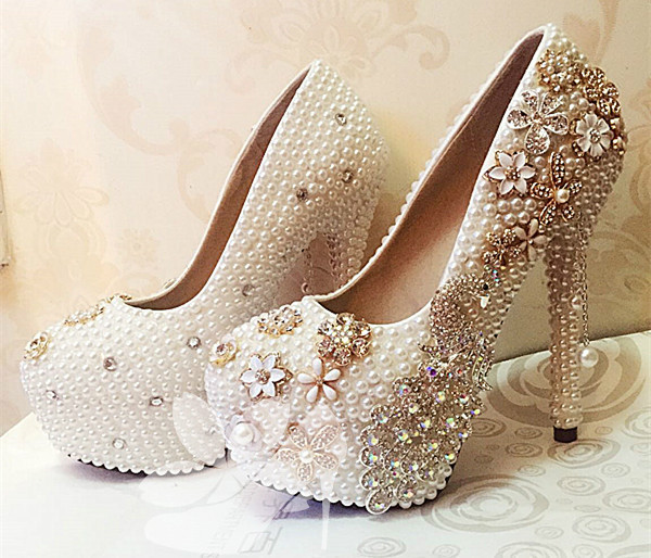 Ivory Wedding Shoes With Pearls
 ivory Bridal Shoes High Heels ivory Pearls Wedding Shoes